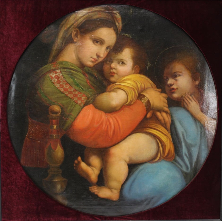 UNSIGNED OIL ON CANVAS MADONNA 3b9c49