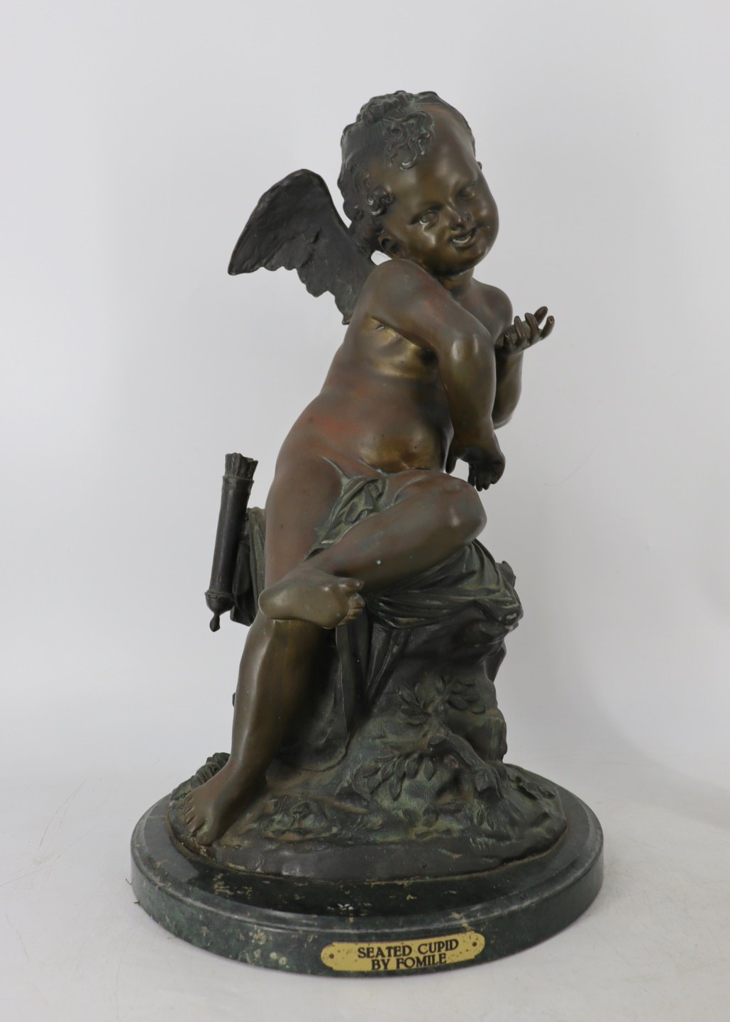  2 FOMILE SIGNED BRONZE CUPID 3b9ca0