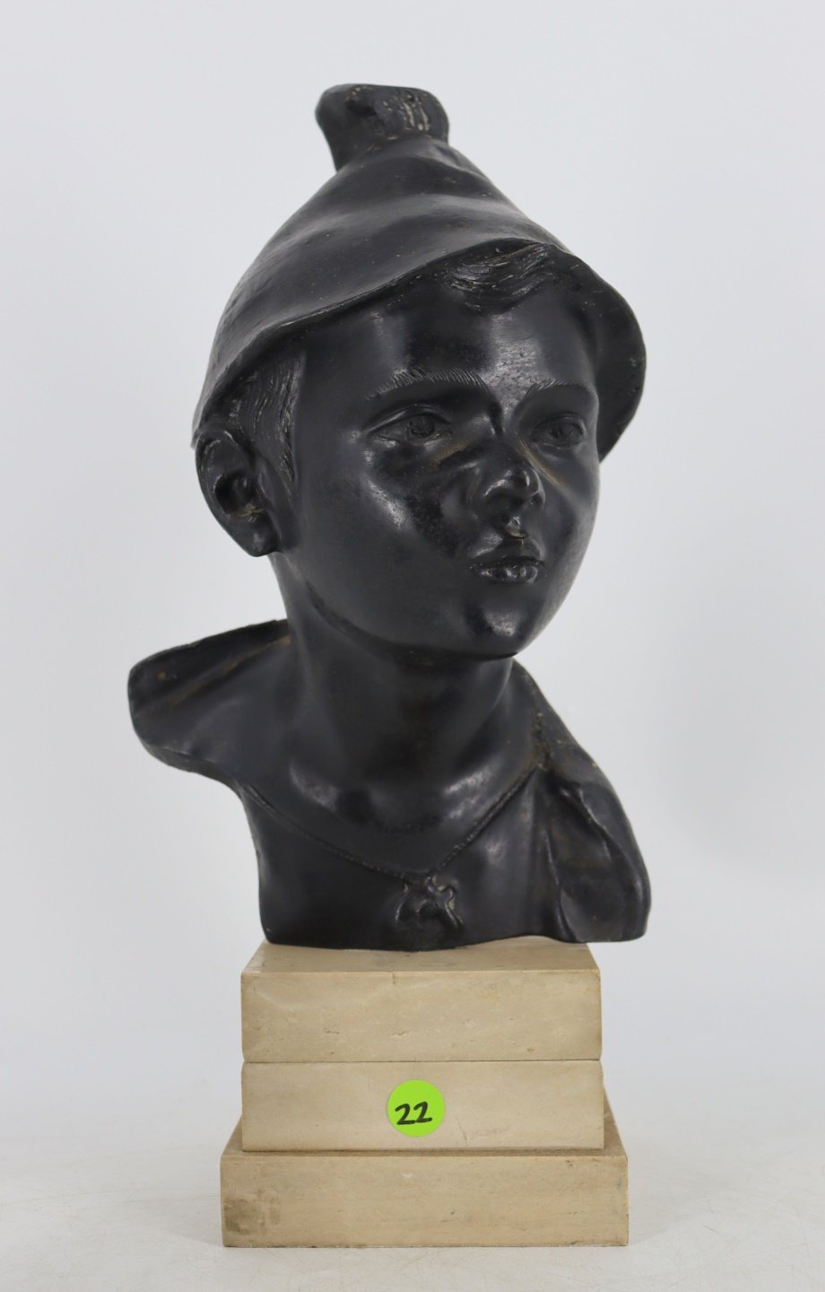 ILLEGIBLY. SIGNED BRONZE BUST OF