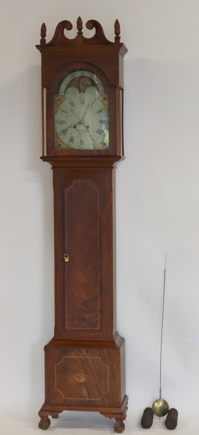 TALL CASE CLOCK BY GRIFFITH OWEN, PHILADELPHIA.