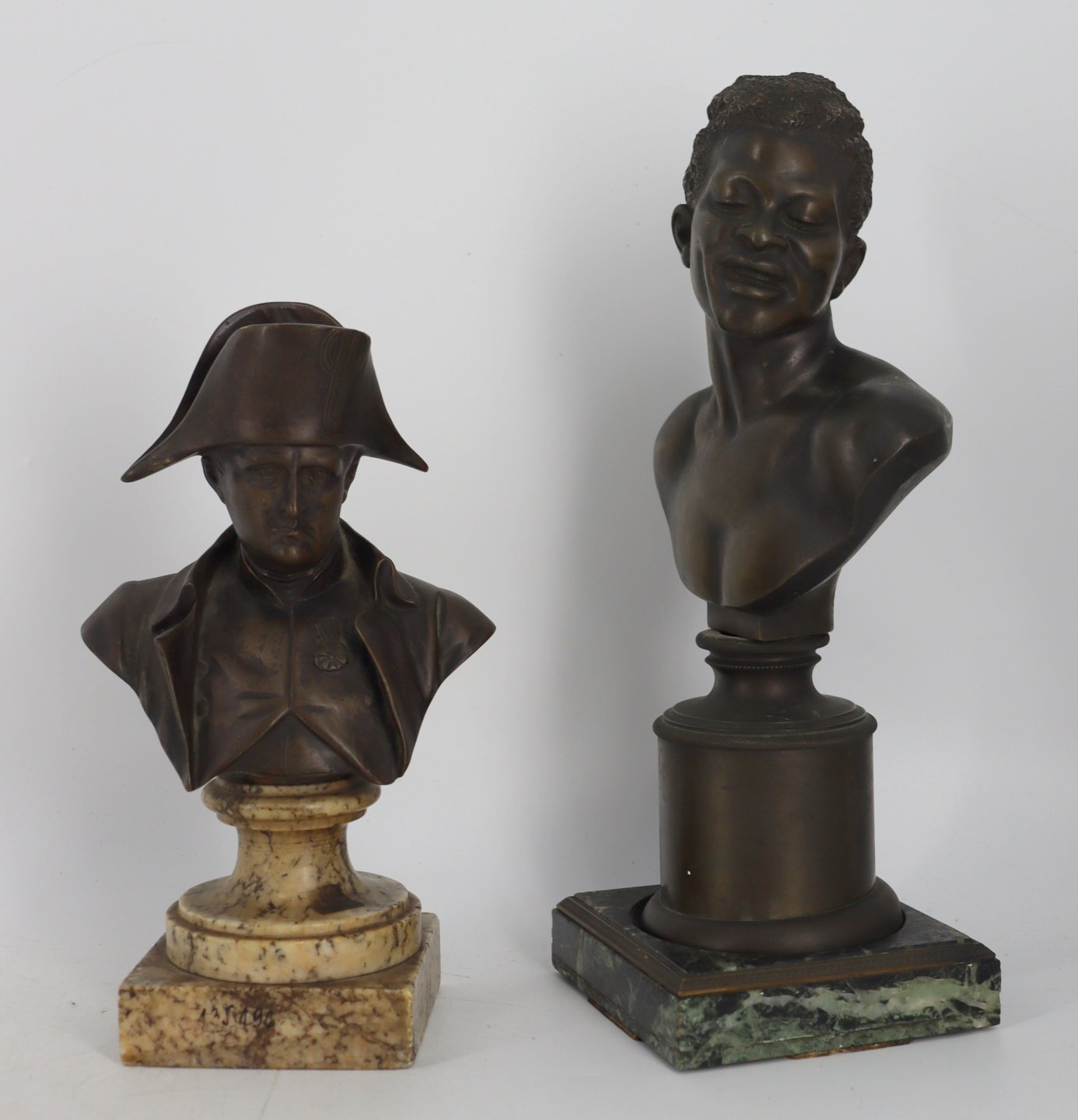 2 BRONZE BUST ON MARBLE BASES  3b9cc0