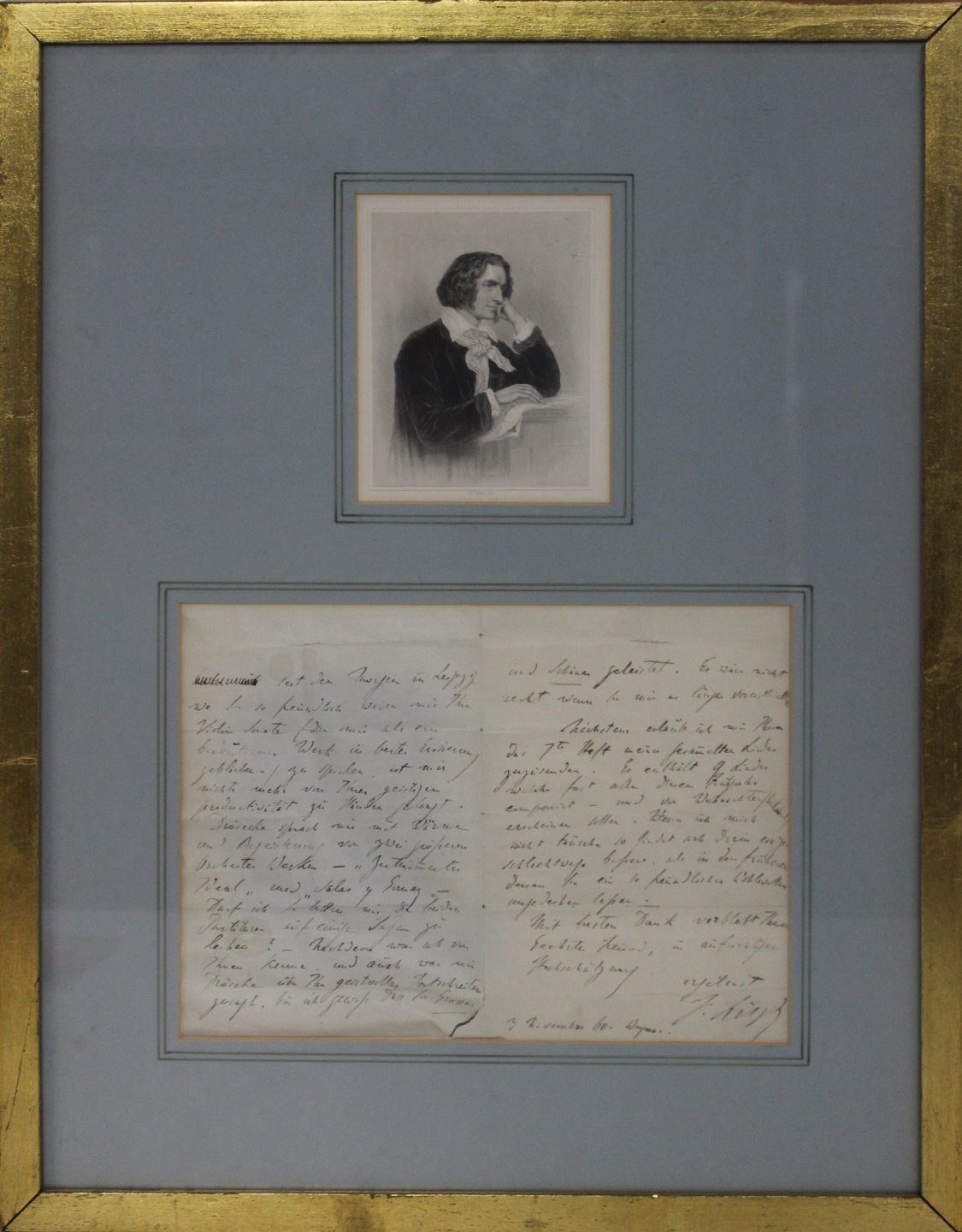 FRANZ LISZT FRAMED 2 PAGE LETTER 3b9ce3