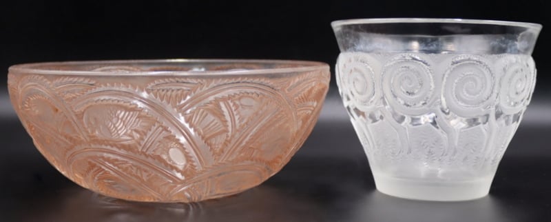 LALIQUE PINSONS BOWL AND LALIQUE