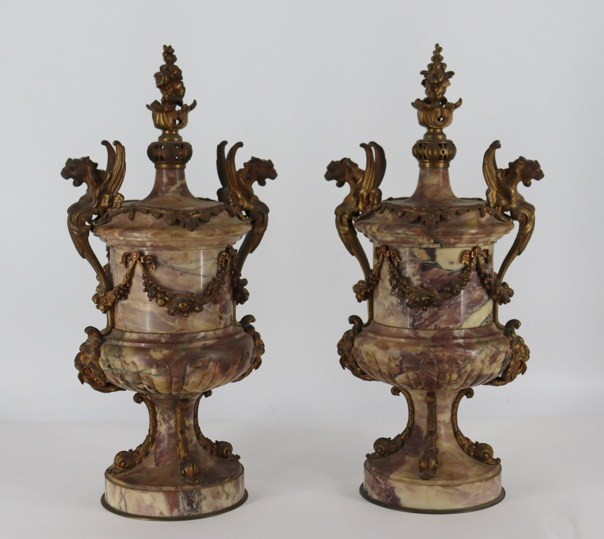 A FINE PAIR OF BRONZE MOUNTED MARBLE 3b9cf9