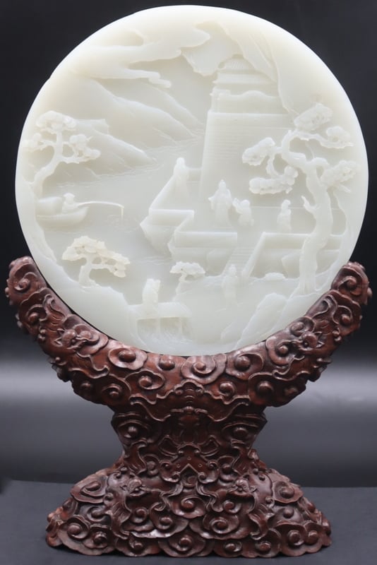 CHINESE CARVED HIGH RELIEF JADE 3b9d36