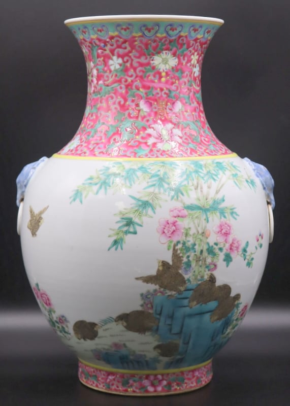 LARGE CHINESE FAMILLE ROSE ENAMEL