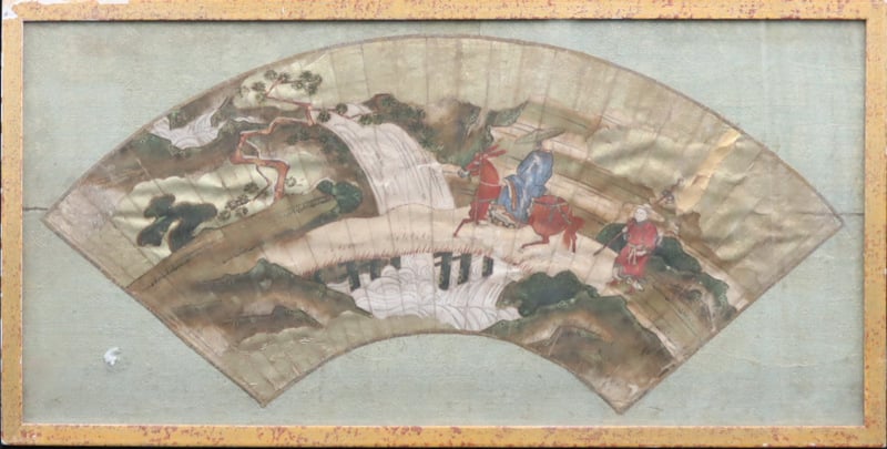 CHINESE FAN PAINTING OF FIGURES 3b9d48