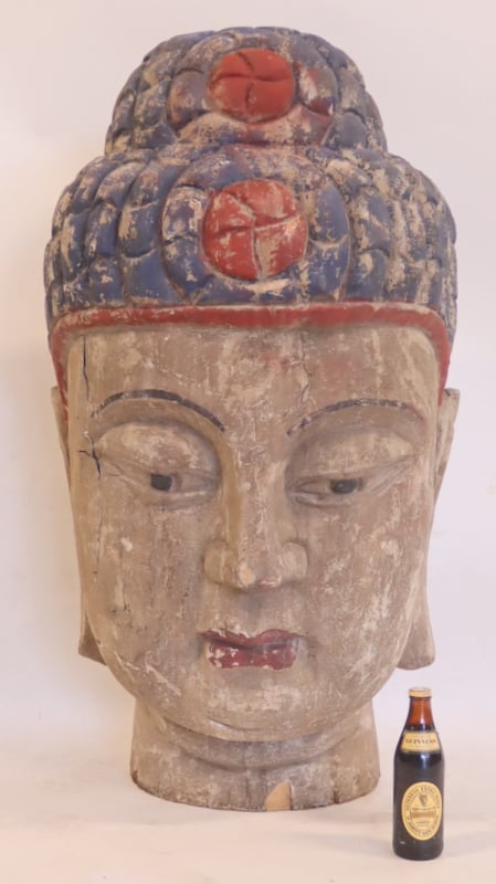 MONUMENTAL CARVED AND PAINTED BUDDHA 3b9d4b