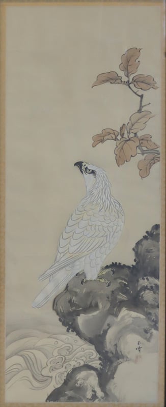 SIGNED ASIAN PAINTING OF A HAWK  3b9d4c