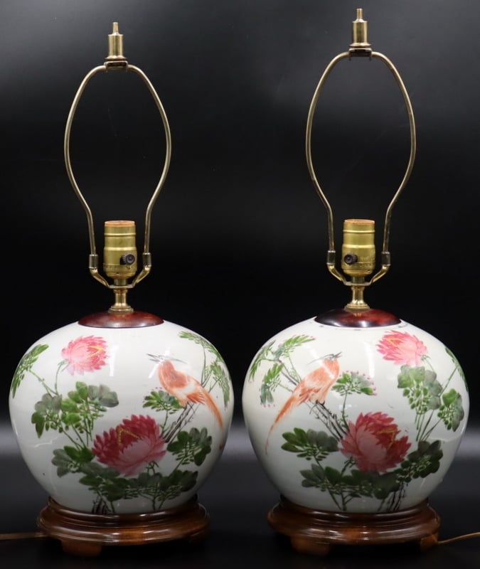 PAIR OF CHINESE BIRDS AND FLOWERS  3b9d6b