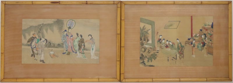  2 CHINESE SCHOOL PAINTINGS ON 3b9d79