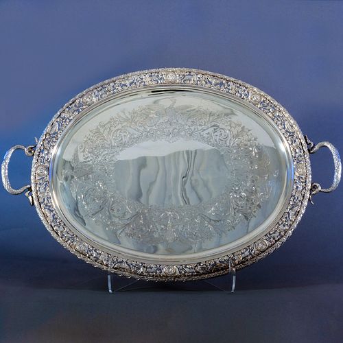 VICTORIAN SILVER TWO HANDLED TRAYMarked 3b9d90