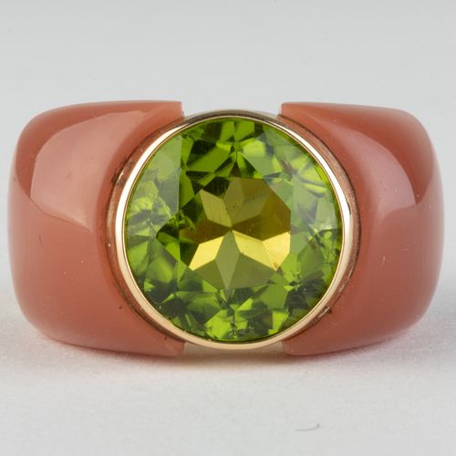 14K GOLD PERIDOT AND CHALCEDONY 3b9dac