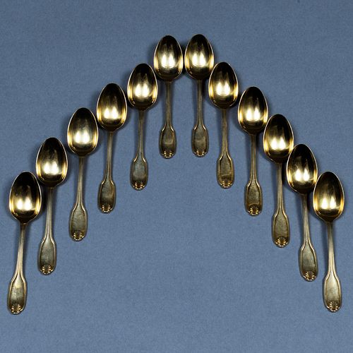 SET OF TWELVE CHRISTOFLE GILT SILVER 3b9dc0