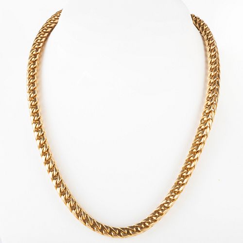 18K GOLD BOX LINK CHAIN NECKLACEStamped 3b9dcd