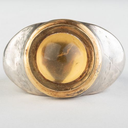 MODERN CABOCHON CITRINE, STERLING