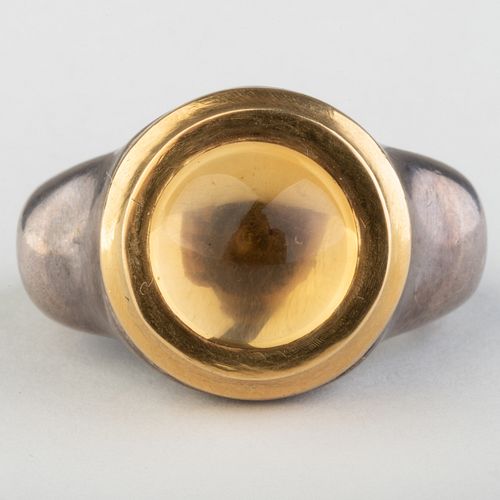 MODERN CABOCHON CITRINE, STERLING