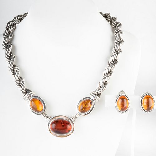 LORI BONN STERLING SILVER AND AMBER