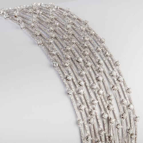 18K WHITE GOLD AND DIAMOND MULTI-STRAND