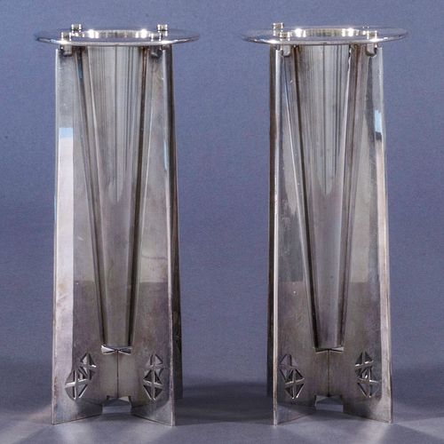 PAIR OF SWID POWELL MODERNIST SILVER