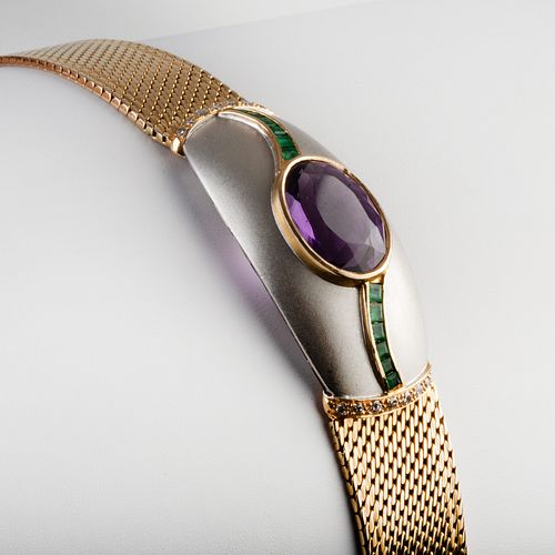 RETRO 14K GOLD AMETHYST EMERALD 3b9e9e