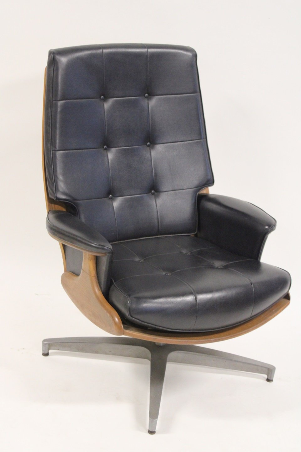 MIDCENTURY TEAK SWIVEL CHAIR WITH ALLUMINIUM