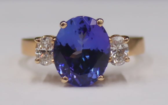 JEWELRY. 14KT GOLD, TANZANITE AND