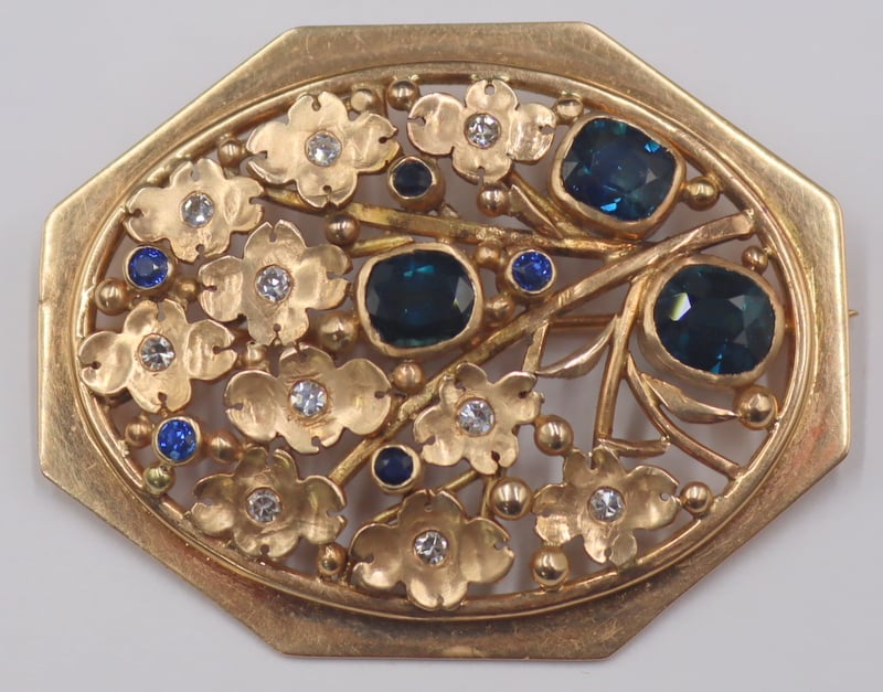 JEWELRY. 14KT GOLD, SAPPHIRE AND