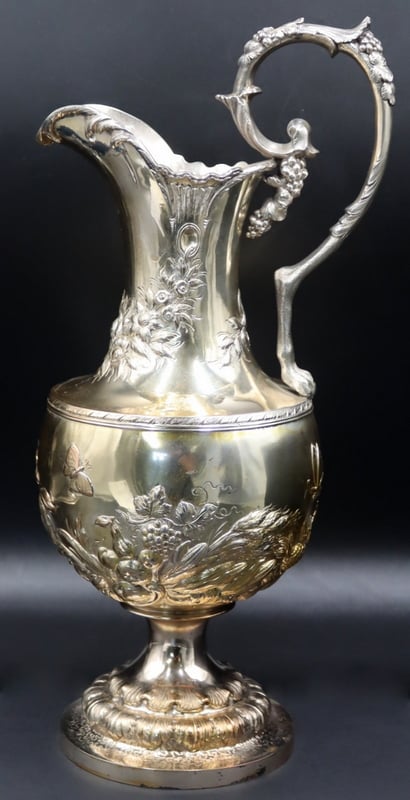 SILVER. 19TH C OBADIAH RICH SILVER PITCHER.