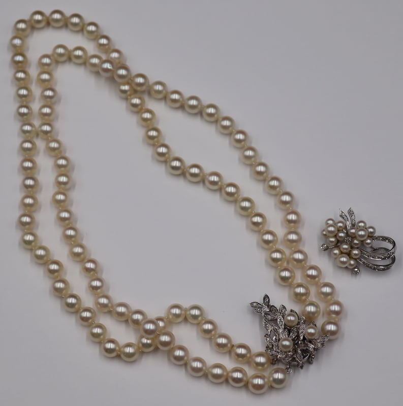 JEWELRY. VINTAGE PEARL AND DIAMOND JEWELRY