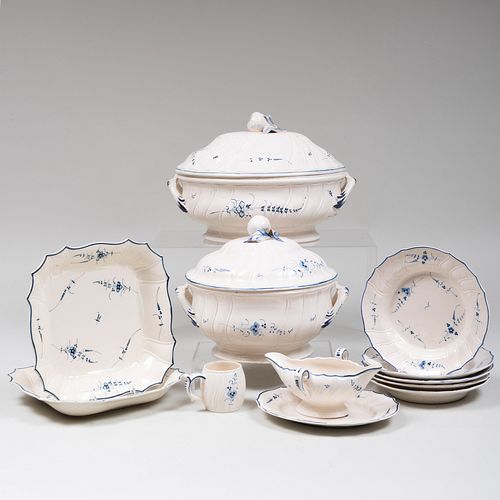 FRENCH COBALT DECORATED CREAMWARE