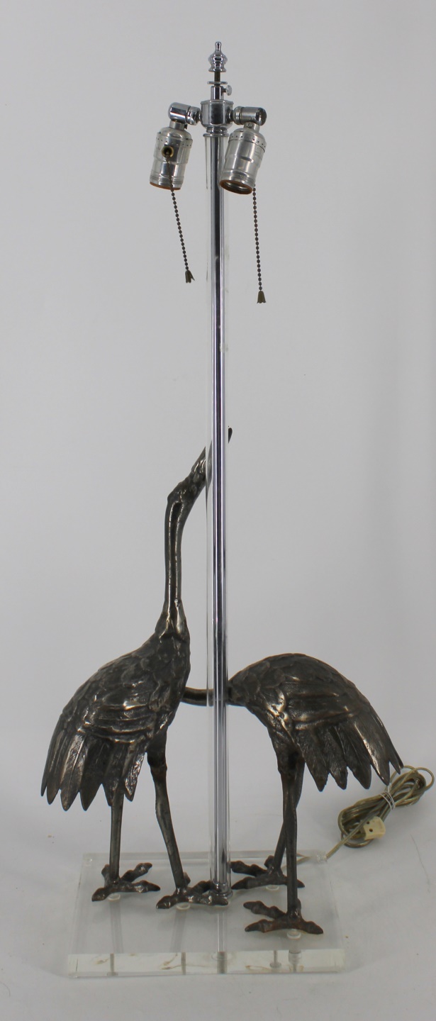 MIDCENTURY HERON FORM LAMP ON LUCITE