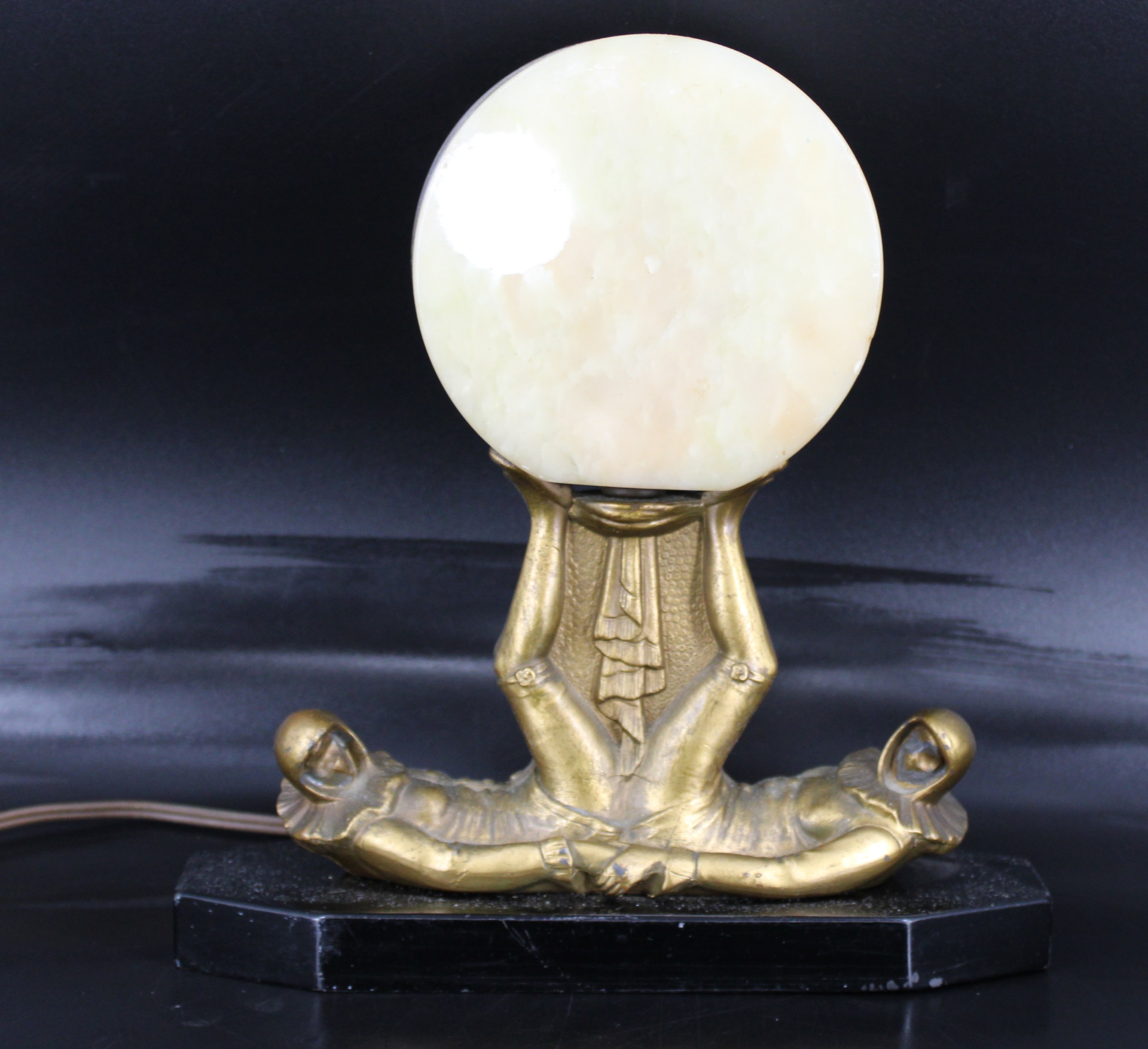 ART DECO GILT METAL FIGURAL LAMP