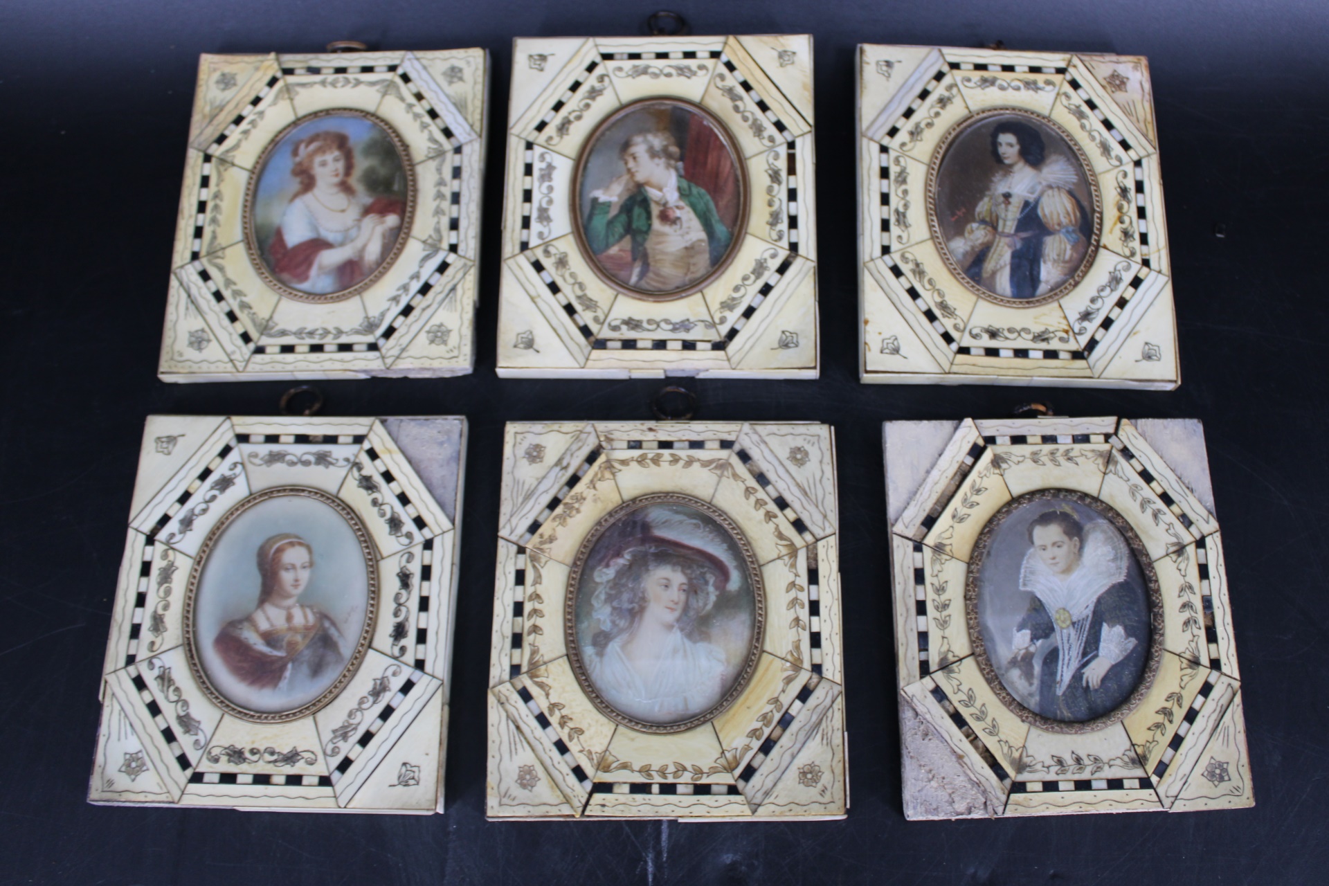 GROUPING OF SIX MINIATURE PORTRAITS 3ba086