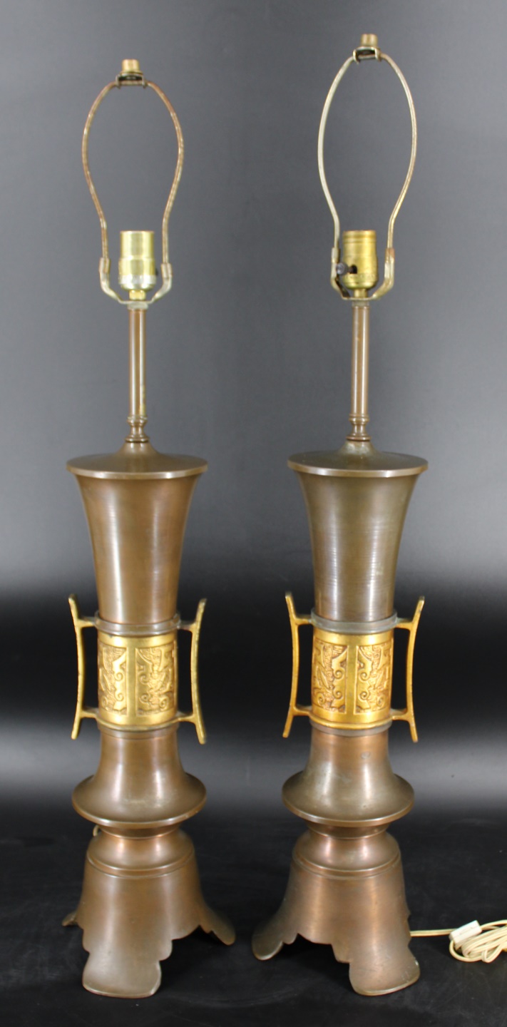 MIDCENTURY PAIR OF METAL ASIAN 3ba080