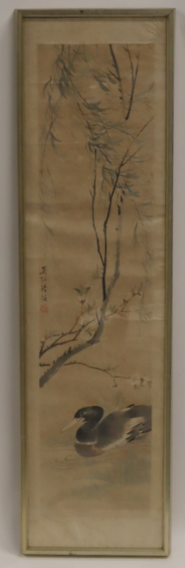 SIGNED ASIAN FRAMED SCROLL PAINTING 3ba0ad