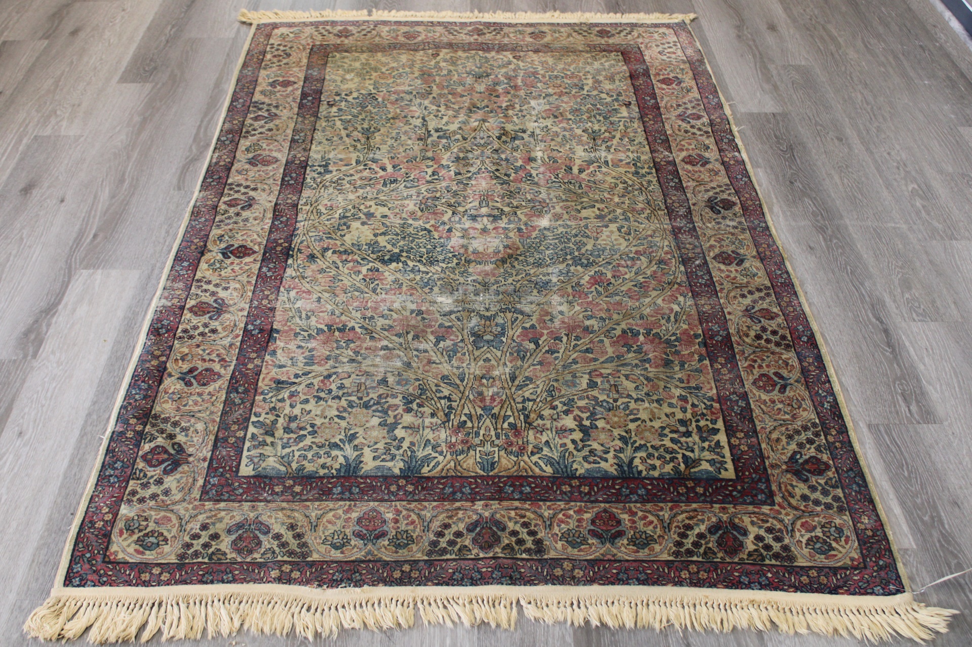ANTIQUE AND FINELY HAND WOVEN KERMAN 3ba103