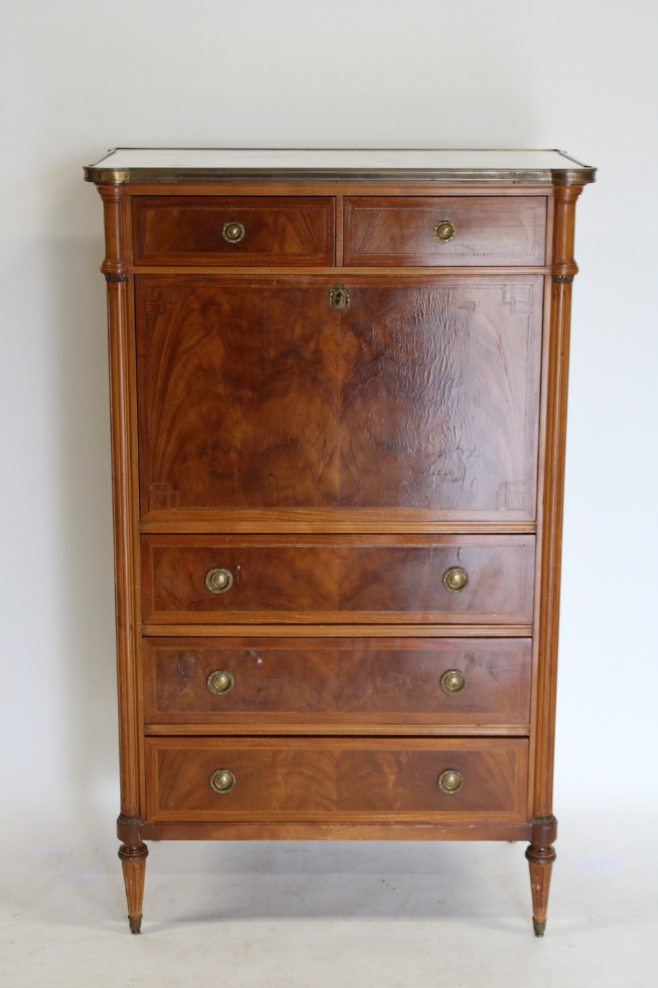 ANTIQUE MAHOGANY MARBLETOP SECRETAIRE 3ba113