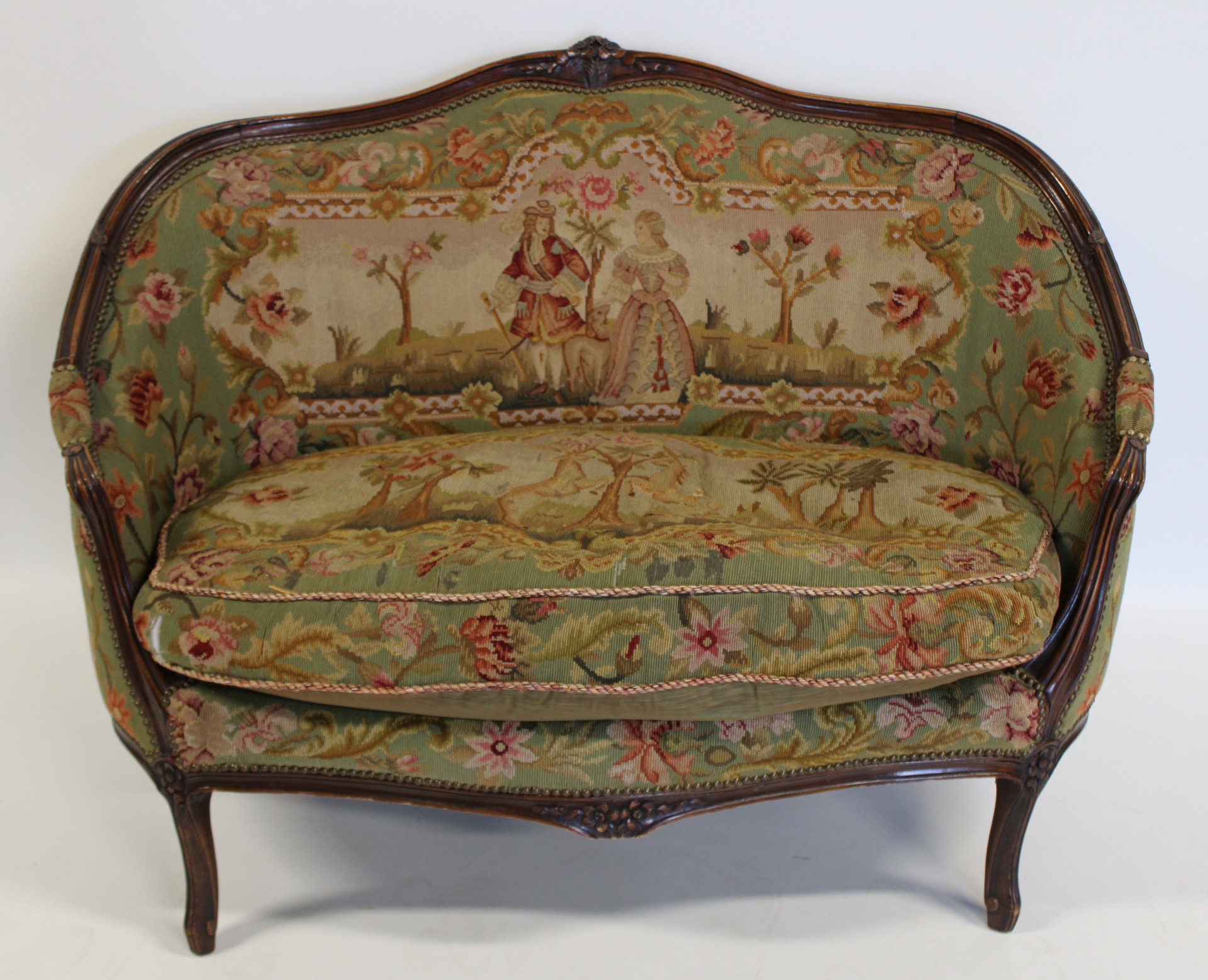 LOUIS XV STYLE NEEDLEPOINT SETTEE  3ba119