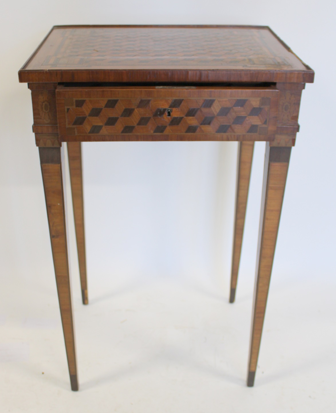 ANTIQUE PARQUETRY INLAID ONE DRAWER 3ba12e