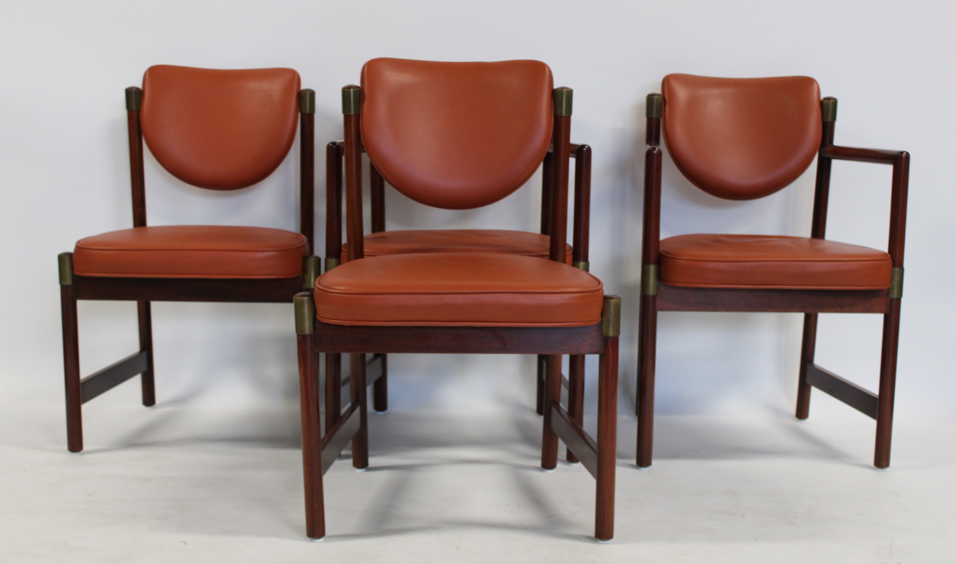 4 MIDCENTURY CHAIRS WITH BRASS 3ba142
