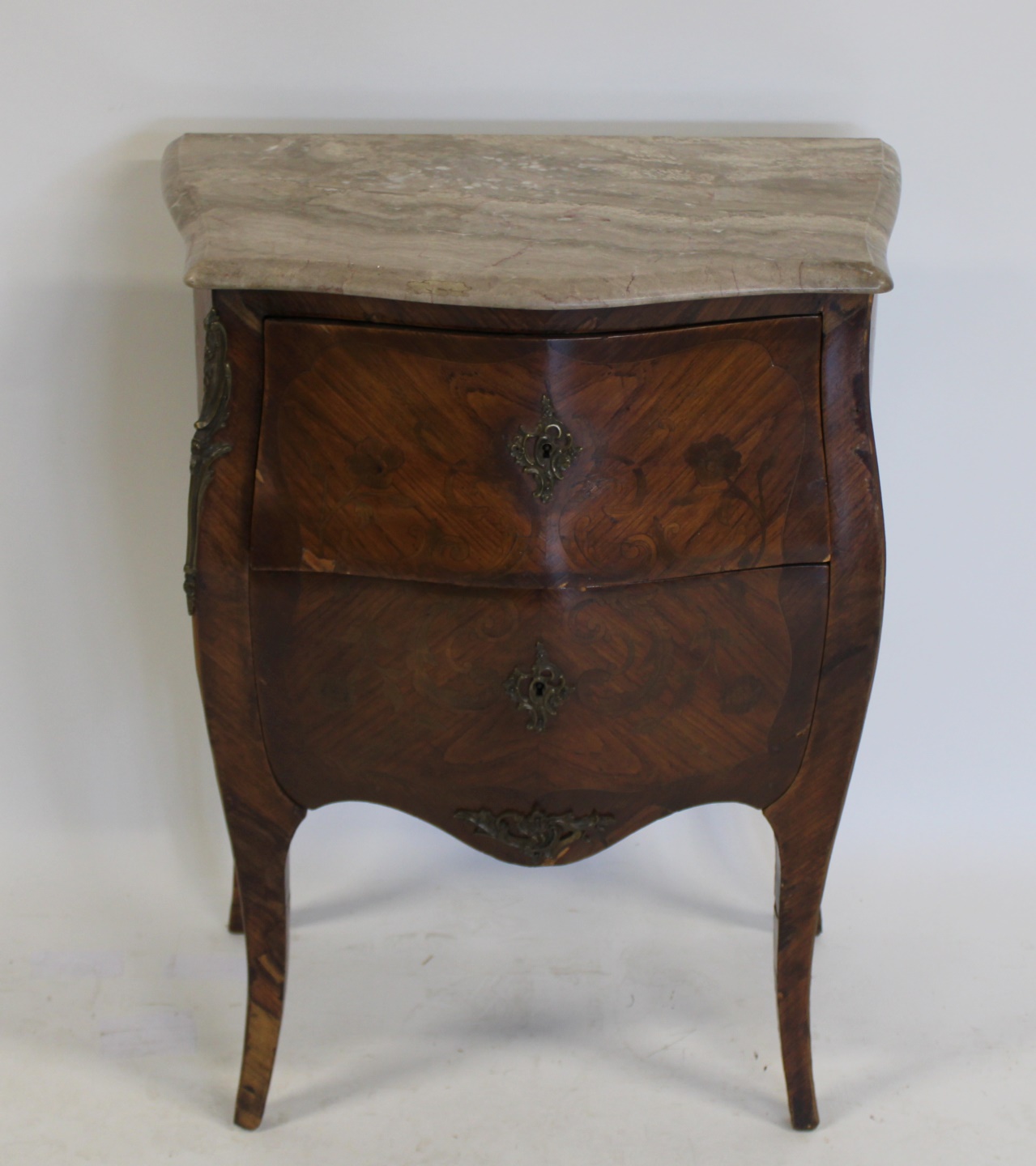 ANTIQUE TWO DRAWER MARBLETOP INLAID