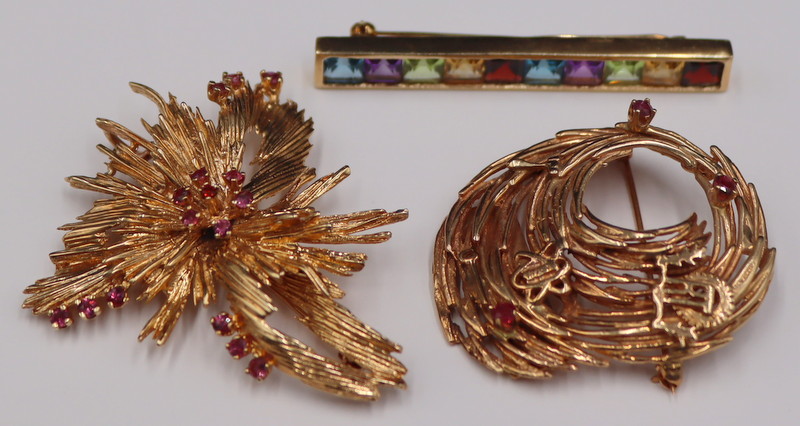 JEWELRY 3 14KT GOLD AND COLORED 3ba185