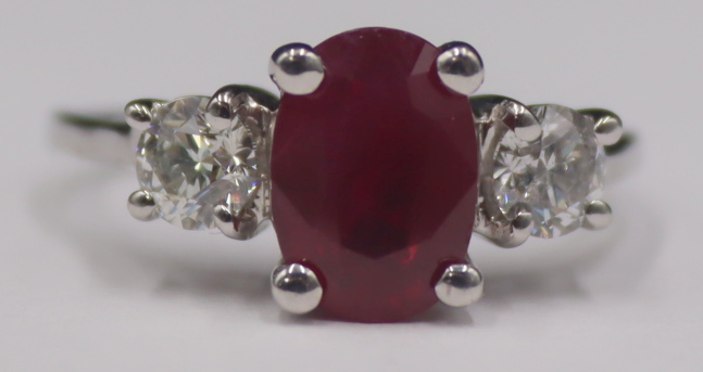 JEWELRY. 14KT GOLD, RUBY, AND DIAMOND