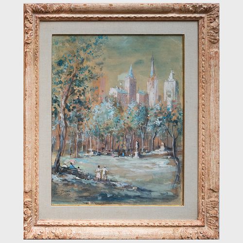 JEAN DENIS VIEW OF CENTRAL PARKWatercolor 3ba1ab