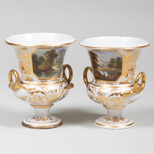 PAIR OF DERBY PORCELAIN TOPOGRAPHICAL