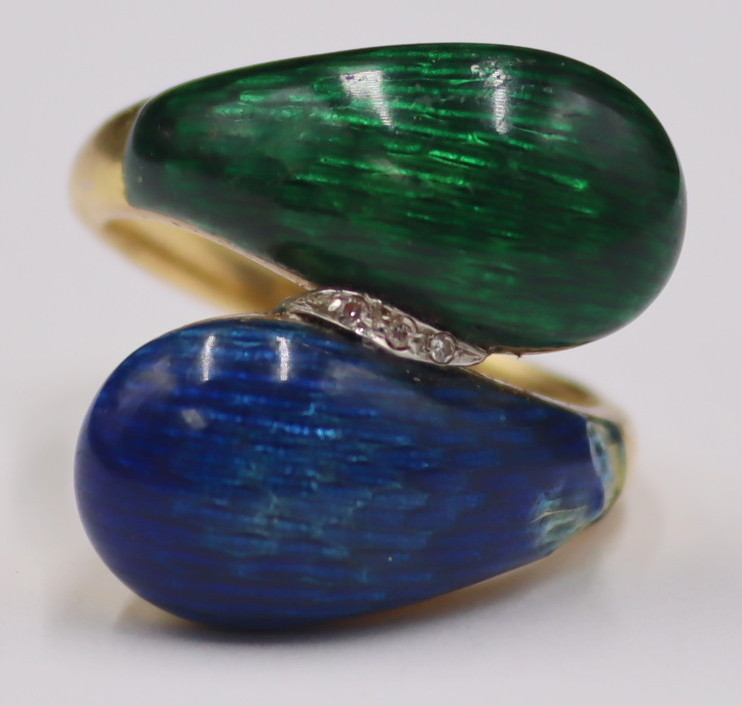 JEWELRY. 18KT GOLD, ENAMEL AND