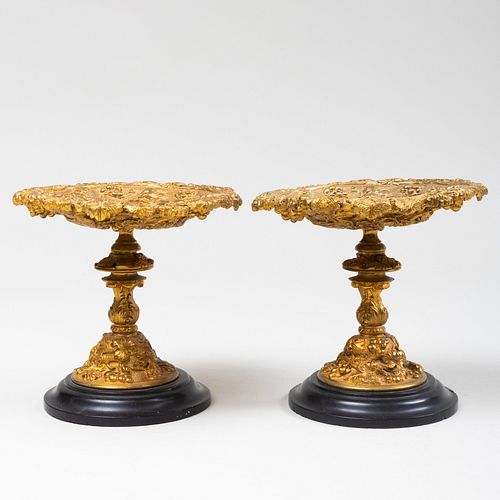 PAIR OF CONTINENTAL GILT-BRONZE TAZZA