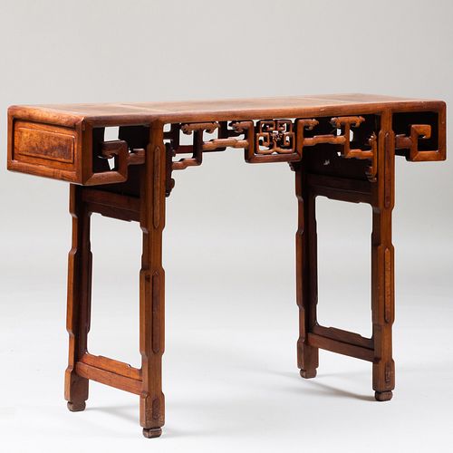 CHINESE HARDWOOD AND BURLWOOD ALTAR 3ba297