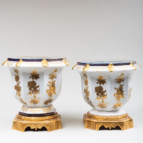 PAIR OF GILT-METAL-MOUNTED SEVRES-STYLE